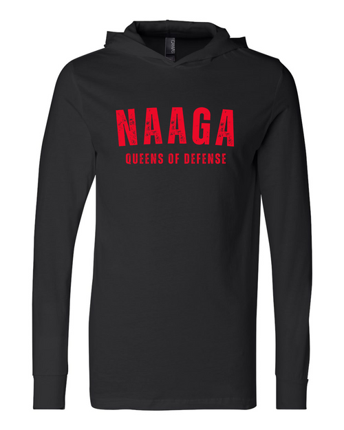"NAAGA Queens of Defense" Long Sleeve Hooded Tee